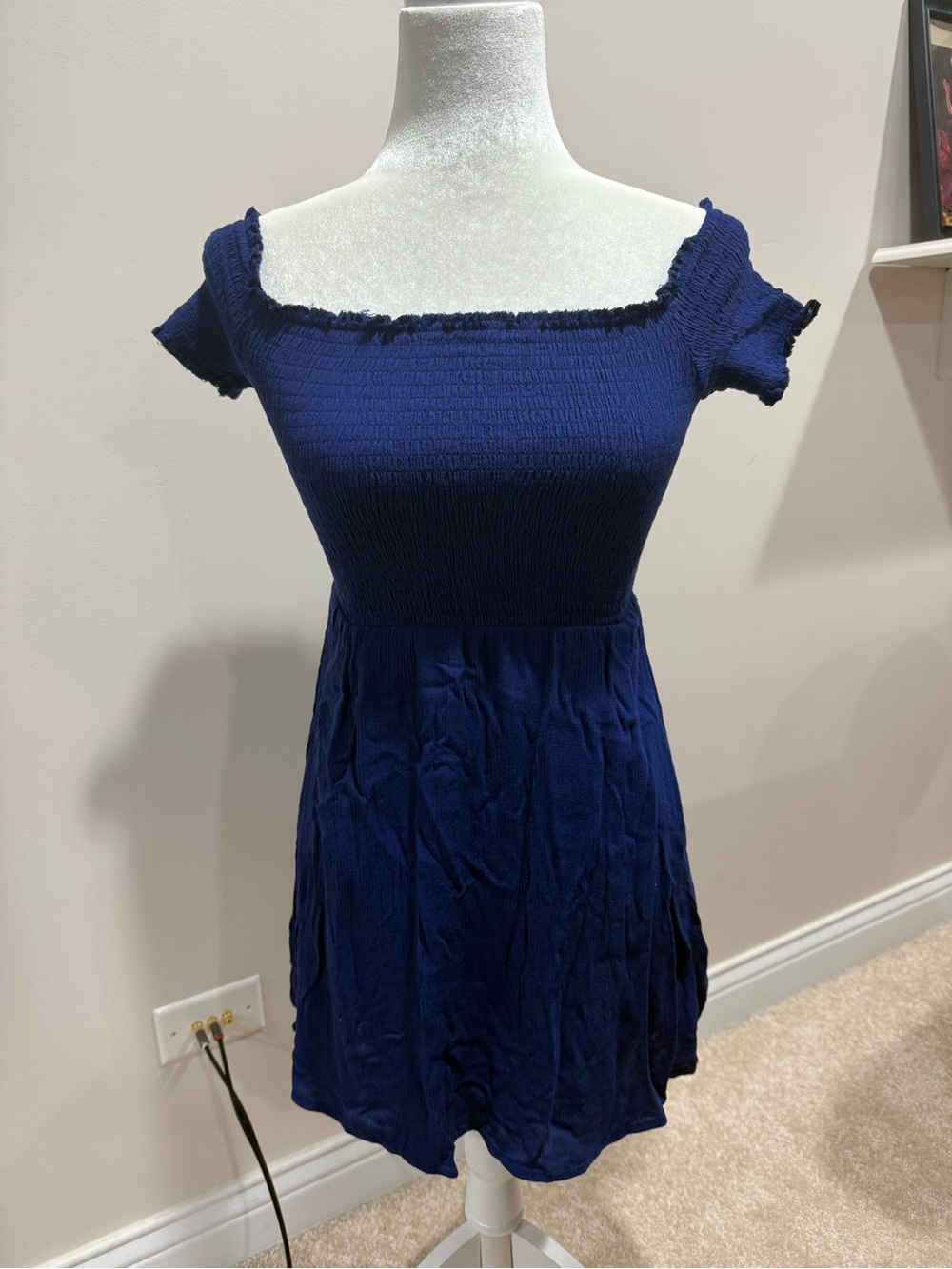 Women’s Navy Blue Off-Shoulder Short Dress